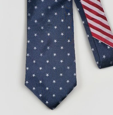 Tommy Hilfiger Red White Blue Stars Stripes USA Flag Patriotic Silk Tie 56.5” - Image 1 of 4