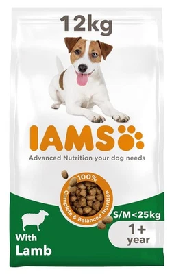 IAMS Adult Small Medium Complete Dry Dog Food Lamb 12kg - With DentalCare Syste