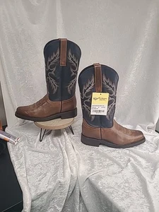 Masterson Boot Co. NWT SZ 8.5 Men's Cowboy Boots Square Toe Navy/Brown RBC4706 - Picture 1 of 22