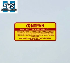 1968 1969 1970 1971 Mopar Air Cleaner Decal Do Not Wash, NOS Quality, EXACT - Picture 1 of 2