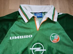 Vintage 90's Ireland Fußball Trikot Umbro Opel Gr Large -sehr schön