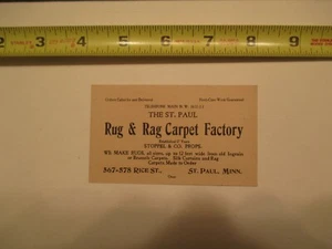 St Paul Rug & Rag Carpet Factory Minnesota MN Advertising Trade Card - Picture 1 of 2