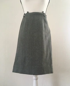 Vintage 50s Women’s Green Herringbone Above Knee A-Line Wool Skirt: XS - Picture 1 of 5