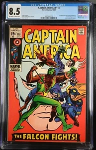 Captain America #118 CGC 8.5 1969 Marvel Comics 2° Falco! ASPETTO TESCHIO ROSSO - Foto 1 di 4