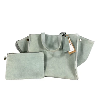 Bolso de Mano Margot New York Jamee Gamuza y Muñequera Cuero Verde Pistacho NUEVO Foto 1 de 4