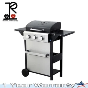25650 BTU Propane Gas Grill Griddle Flat Outdoor Cooking BBQ Grill w/3-Burner - Picture 1 of 9