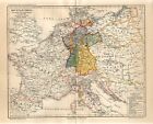 1887 EUROPE AFTER NAPOLEON 1813 GERMANY FRANCE AUSTRIA POLAND RUSSIA Antique Map