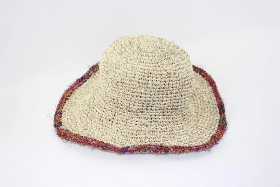 Sombrero de sol/safari de ganchillo ecológico de cáñamo natural y algodón con borde de alambre Foto 1 de 1