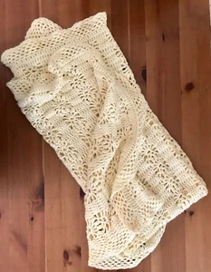 Afghan Crochet Hand Made Yellow Blanket Baby Shawl Throw Home Decor - Picture 1 of 1