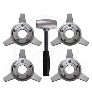 3 Bar Zenith Locking Style Chrome KO Spinner Caps for Lowriders | Set + Hammer - Picture 1 of 12