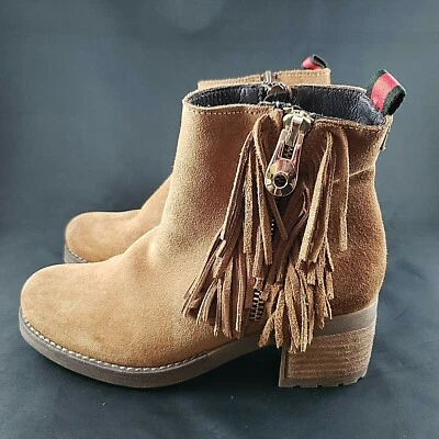 Lavorazione Artigiana Western Ankle Bootie  Fringed Style Suede Sz 38 Tan Brown  - Image 1 of 4