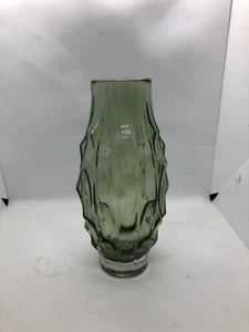 Vintage Glas Vase olivgrün 70er Jahre Blumen Tisch Fensterbank Kaminsims Regal - Bild 1 von 5