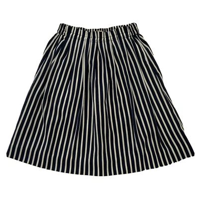 J Crew Navy & White Stripe Pleated Midi Skirt Elastic Waist Style E9828 Size 00 - Image 1 of 4