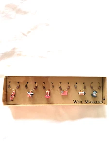 Set of 6 Fourth Of July Wine Markers by Crate &Barrel Americana Red White & Blue - Picture 1 of 8