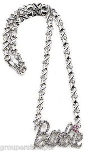 Corazones y Besos Nuevo Barbie Cristal Estrás 18 Pulgadas Colgante ID Collar - Imagen 1 de 9