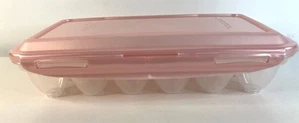 Lock & Lock Plastic Egg Holder 18 Eggs Pink Snap on Lid - Picture 1 of 12