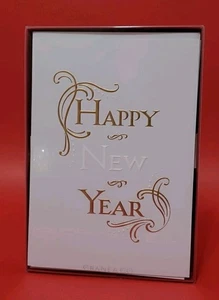 10 New Crane Engraved Gold Foil Happy New YEAR Cards Lined Envelopes Boxed - Picture 1 of 1