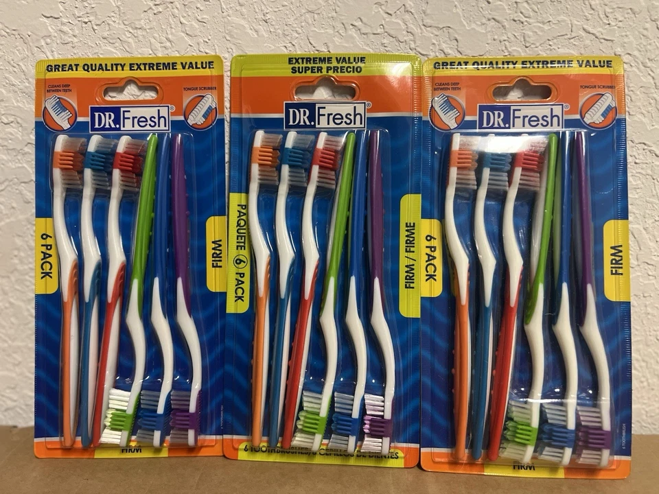 Dr. Fresh Escova de Dentes Pacote com 6 Lote Firme De 3 18 Escovas de Dentes no Total - Imagem 1 de 4