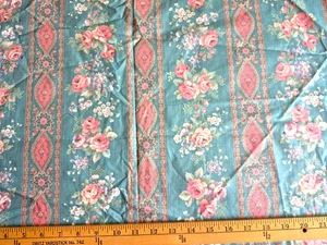 MULTI FLORAL STRIPES KESSLER CONCORD FABRICS 100% COTTON FABRIC  15X44 INCHES - Picture 1 of 3