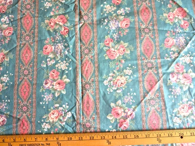 MULTI FLORAL STRIPES KESSLER CONCORD FABRICS 100% COTTON FABRIC  15X44 INCHES - Image 1 of 3