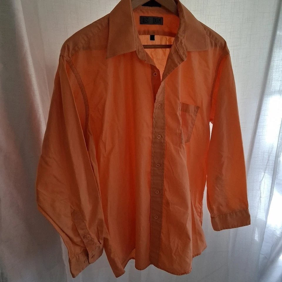 Camisa de vestir Oleg Cassini abotonada para hombre boda oficina talla 32/33 Foto 1 de 4