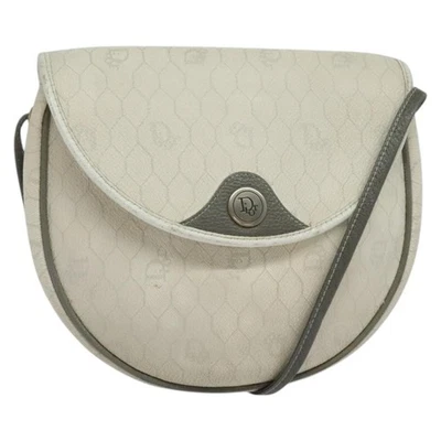 Christian Dior Honeycomb Canvas Shoulder Bag PVC White Gold Auth BA5312 - Imagem 1 de 4