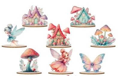 Excellent Condition - 41 Pieces - Wooden Fairy Party Tabletop/Centerpiece Decor - Image 1 of 4
