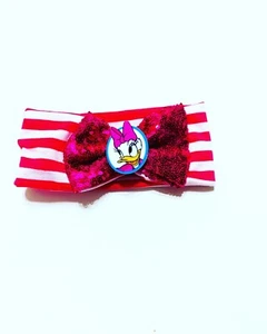 Handmade Hair Bows - Disney - Mickey and Friends - Daisy #1 Elastic Headband - Picture 1 of 1