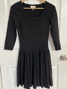 MILLY NEW YORK Women Pleated Short DRESS, Size P, Black, Long Sleeve Knee Length - Picture 1 of 5