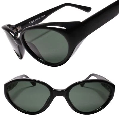 Rockabilly Deadstock Authentic Vintage Womens Subtle Cat Eye Black Sunglasses - Image 1 of 3