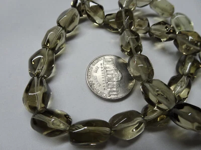 16" Str Natural Smoky Quartz Smooth Faceted Nugget 11-14mm Stone Beads A478 DNG - Imagem 1 de 4