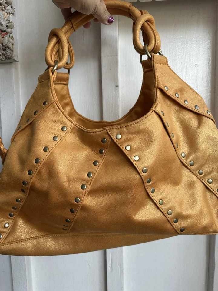 Cartera-Dorada Brillante Boho De Colección Y2k Nueva Con Etiquetas Cartera Rampage LEER Foto 1 de 4