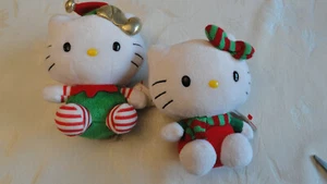Hello Kitty 2 Plush Christmas 2012 Sanrio Ty Beanie Baby 6" - Picture 1 of 5