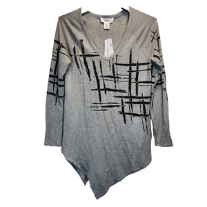 Workshop Republic Clothing Women`s French Terry Top Size L Grey Asymmetrical - Picture 1 of 6