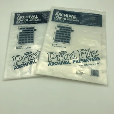 Print File 35mm Archival Preserver Pages 2 Packs Of 25. 35-7B Total 50 Sheets - Image 1 of 4
