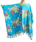 Floral Kaftan/Poncho, Tunic Top Beach Wear, One Size, Fits Large Plus Size New