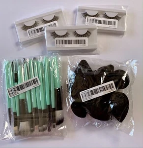 25-teiliges grünes Make-up Pinsel Set Wimpern Make-up Schwämme Make-up Werkzeug Menge Neu - Bild 1 von 6