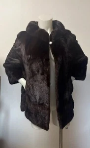 Echt Nerz Pelzmantel Echt Tierpelz Schokobraun I Knopfverschluss - Bild 1 von 24