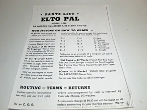 Reproduction Elto PAL Model 4266 Parts List REPRINT.. - Picture 1 of 5