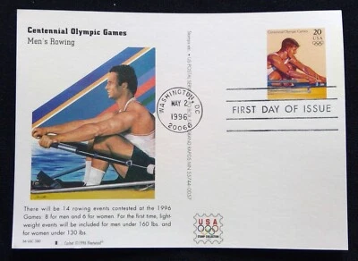 Scott UX255 FDC Mens Rowing Summer Olympics Type Post Card Fleetwood Cachet - Image 1 of 3