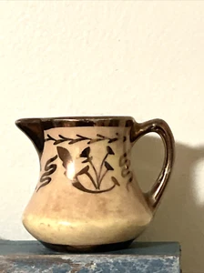 SMALL PITCHER, ANTIQUE JERSEY EARTHENWARE MILK POT / ENGLISH LUSTROUS FAIENCE - Picture 1 of 15
