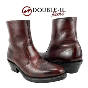 Double H | Men’s 8.5D | Black Cherry Western Zipper Ankle Boots 1713 - Picture 1 of 13