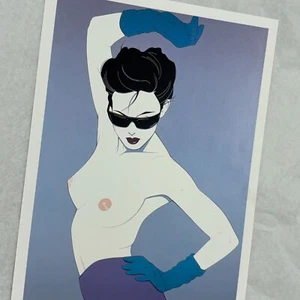 Patrick Nagel Book Plate Print 6" x 9" Topless Pose Dance Vtg 80s Pop Art Deco - Picture 1 of 8