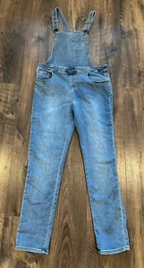 GUC Cat & Jack Girl's Stretch blue Jean Bib Overalls, Size: XL 14/16 - Picture 1 of 7