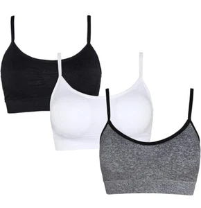 PACK OF 3 Women Low Impact Sport Bra Wirefree Seamless Padded Yoga Bra XS - S - Picture 1 of 10