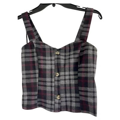 Camisa corta MUST HAVE by HOLLISTER para mujer negra/rosa a cuadros con botones - MEDIANA Foto 1 de 4