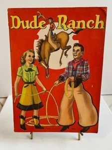 BAMBOLE DI CARTA VINTAGE ORIGINALI DUDE RANCH SAMUEL LOWE CO. NON TAGLIATE COMPLETE - Foto 1 di 4