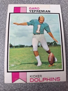 1973 Topps - #465 Garo Yepremian TAPE RESIDUE on front of card POOR to VG f286 - Picture 1 of 2