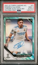 2021-22 Topps Chrome Federico Valverde Aqua Refractor Auto #/199 PSA 9 POP 1