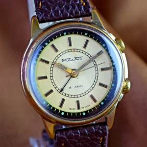 Soviet Mechanical Watch Poljot Alarm Signal Vintage Men's Wristwatch Serviced - Picture 1 of 12